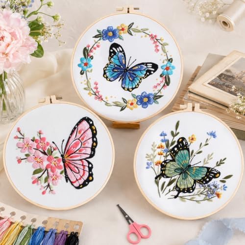 Meyocky Butterfly Flower Embroidery Kit for Beginners with Stitch Videos - Image 7