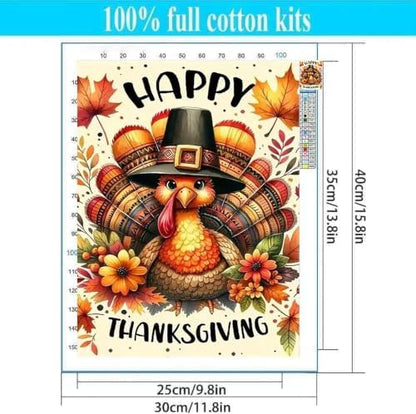 Thanksgiving Turkey Stamped Cross Stitch Kits for Beginners Adults - Autumn Counted Cross Stitch Kits Needlepoint Cross-Stitch Patterns Dimensions Needlecrafts Embroidery Kits Arts and Crafts - Image 2