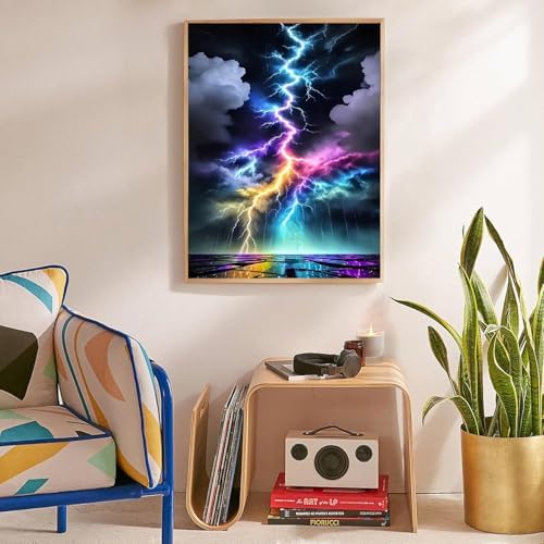 Colorful Lightning Stamped Cross Stitch Kits for Beginners Adults, Dimensions Needlepoint Art Crafts,Counted Cross Stitch Kits Embroidery Kits for Beginners Adults for Home Decor 11.8X15.7inch - Image 4