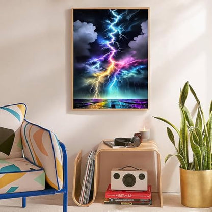 Colorful Lightning Stamped Cross Stitch Kits for Beginners Adults, Dimensions Needlepoint Art Crafts,Counted Cross Stitch Kits Embroidery Kits for Beginners Adults for Home Decor 11.8X15.7inch - Image 4
