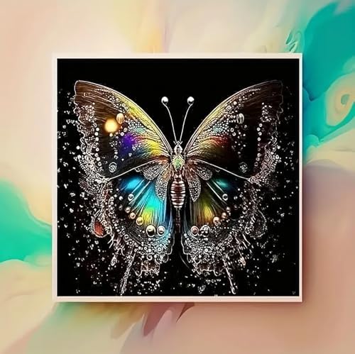 MaiMMaledy Paint by Numbers Kit 10Lx10W inch for Adults Beginners Canvas Pictures with Framed Drawing Painting Acrylic Pigment with Wooden Triangle Easel Black Butterfly - Image 4