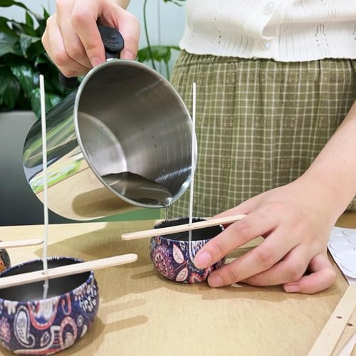 Harnico Candle Making Kit with Candle Wax Melter 1300ML Melting Pot 304 Stainless Steel Candle Pouring Pot for Melting Wax, Including 100pcs Candle Wicks, Mixing Spoon, Center Devices, Wick Sticker - Image 5