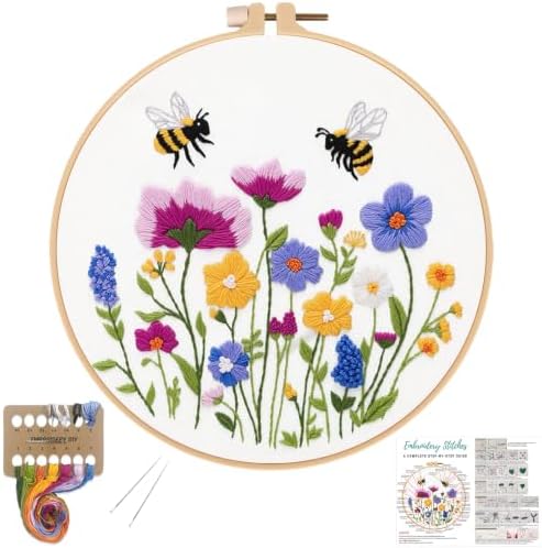 Louise Maelys Embroidery Kit for Beginners, Wildflower Bee Embroidery Kit by LouiseMaelys