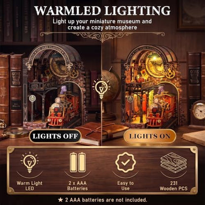 Book Nook Kits for Adults, 3D DIY Miniature Wooden Puzzle with LED Light, Adult Crafts Kits, House Bookshelf Decor, 231 Pieces Model Building Gift for Adults & Teens (Zero Platform) - Image 5