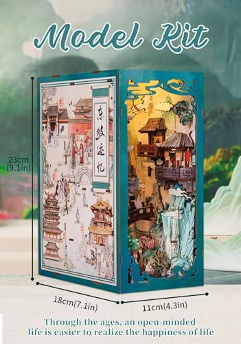 Fsolis Book Nook Kit, DIY Miniature House Kit 3D Wooden Puzzles Craft Kit for Adults Bookshelf Nook Decor Decorative Bookend for Women Teenagers and Book Lovers (Su Dongpo) - Image 2