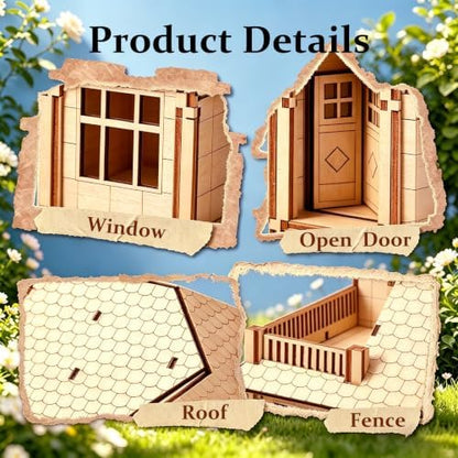3D Wooden Puzzle for Adults, DIY Miniature Garden Villa Building One Layer - Image 4