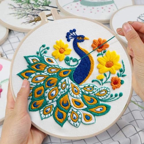 Louise Maelys Embroidery Kit for Beginners Peacock Floral DIY for Adults - Image 5