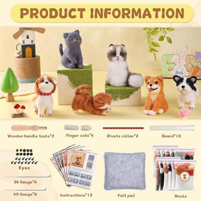 Mayboos 12 Pcs Needle Felting Kit, Felting Kits for Beginners Animal - Image 2