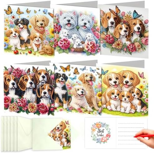 DDGYP 6-Pack Diamond Art Painting Greeting Card Kit - 5.9x11.81Inch by DDGYP