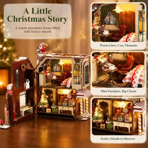 Book Nook Kit DIY Miniature House Kit, Wooden 3D Puzzle with LED - Image 4
