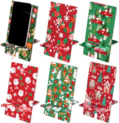 Saillong 6 Pcs Christmas Diamond Painting Phone Stand Full Drill Holder by Saillong