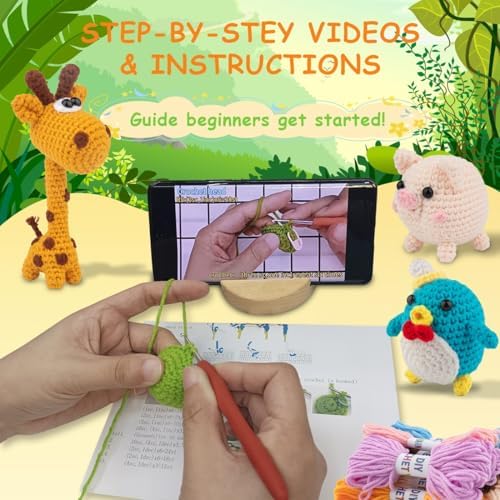 6Pcs Crochet Knitting Kit for Beginners, Crochet Animal Kits for Adults - Image 2