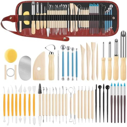 UUSYCUN 52PCS Pottery Tools for Sculpting, Ceramics Clay Tools for Pottery Kiln, Pottery Wheel, Trimming, Carving, Modeling, Beginners, Polymer Clay, Air Dry Clay, Pros, Adults, Crafting Supplies by UUSYCUN