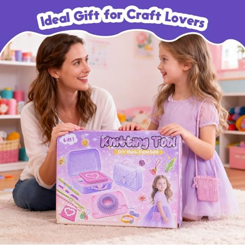 Souroyea Weaving Loom Kit Toys, 6-in-1 Friendship Bracelet Craft Making Kits for Kids, Gifts for Girls Ages 5 6 7 8-12, Easy Potholder Loom Knitting Activity for Beginners - Image 7