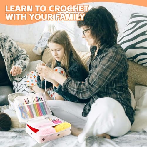 HATINXIA 58pcs Crochet Kit Beginners, Crochet Hook Set with Yarn, Portable Crocheting Kit for Starter, Ergonomic Crochet Needles Tools DIY Knitting Accessories for Experienced Crochet Lovers, Cactus - Image 7