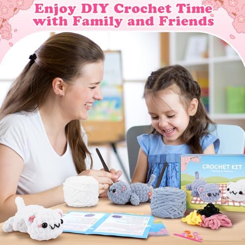 2PCS Kitty Crochet Kit for Beginners Cats Crochet Starter Kit for Adults - Image 6