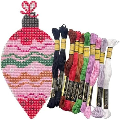 Howie's Needlepoint Christmas Needlepoint Kits, 18CT Printed Embroidery Pattern Starter Kits, Stamped Patterns Canvas Kits(Christmas Ball-Colored 6,4x2.5inch) by HowiesNeedlepoint