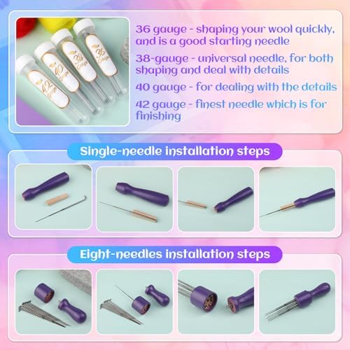 Mayboos Needle Felting Kit, 50 Colors Wool Roving Set with 2 Storage Bags - Image 4