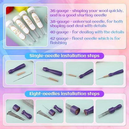 Mayboos Needle Felting Kit, 50 Colors Wool Roving Set with 2 Storage Bags - Image 4