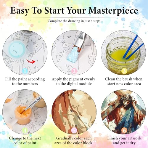 Dawnsphere Jesus Paint by Numbers Kit for Adults Without Frame 16x20 in - Image 6