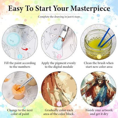 Dawnsphere Jesus Paint by Numbers Kit for Adults Without Frame 16x20 in - Image 6