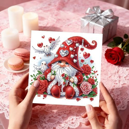 6Pcs Valentine’s Day Greeting Card DIY Diamond Art Painting Greeting Cards Special Shaped Diamond Blessing Folding Card Kit Arts Crafts for Holiday Festival-Goblin - Image 3