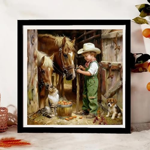 Vintage Cowboy Boy Paint by Numbers Kit for Adults Canvas, Frameworkless - Image 4