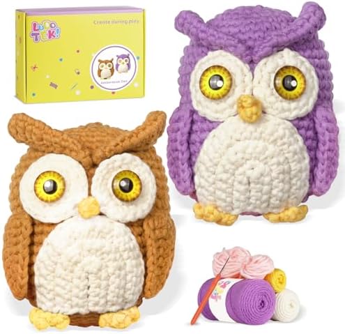 Crochet Kit for Beginners, 2-Pack owl Animal Kits for Adults, Amigurumi Set by Unknown