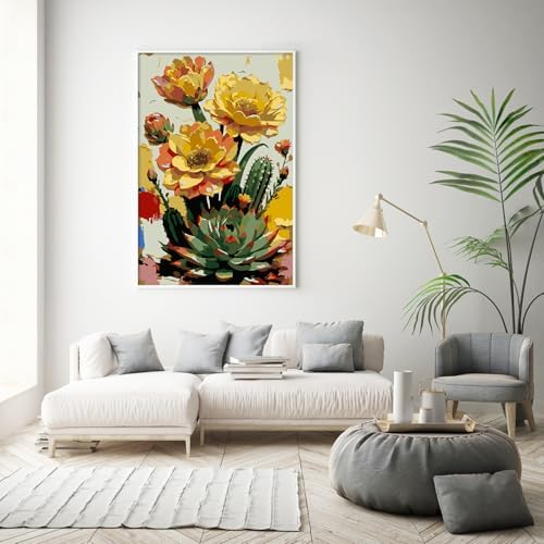 Framed Paint by Numbers Kit for Adults Beginner & Kids Ages 8-12, Flowers Plant Paint by Numbers with frame, without Easel, DIY Acrylic Number Painting for Adults for Home Decor Gift 8 x 12 Inch - Image 2