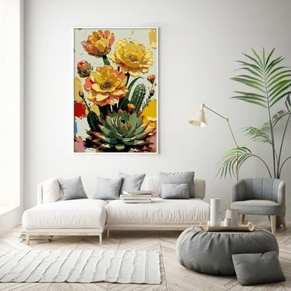 Framed Paint by Numbers Kit for Adults Beginner & Kids Ages 8-12, Flowers Plant Paint by Numbers with frame, without Easel, DIY Acrylic Number Painting for Adults for Home Decor Gift 8 x 12 Inch - Image 2