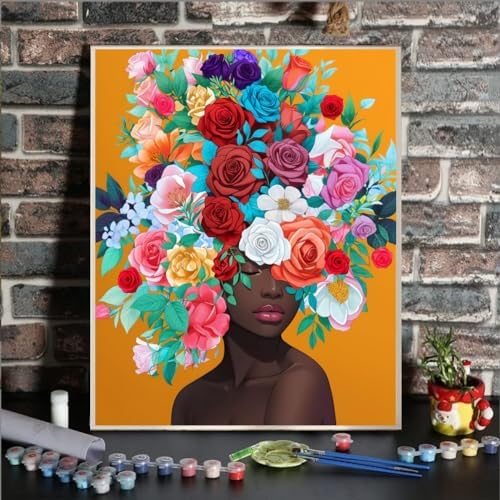 ldazao Paint By Numbers Kit for Adults Flower Color Adult Paint By Number Kits Girl Paint and Sip Kit Canvas Oil Painting Kit DIY Crafts for Women Gift 16x20 Inch Flameless - Image 2
