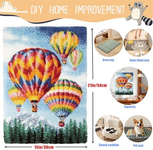 Fantasy Hot Air Balloons Latch Hook Kits for Adults Beginners, 20“ X 15" - Image 3