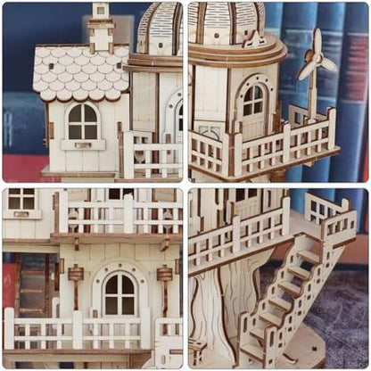 3D Wooden Puzzle for Adults, DIY Creative Circular Treehouse Model Kit - Image 3