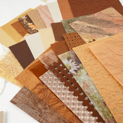 50 Sheets Brown Textured Scrapbook Paper Assorted Set - Image 4