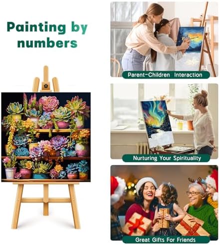 Possoco Paint by Numbers Kit for Adults Beginner Plants, Succulent Easy Adult Paint by Number Kits on Canvas, DIY Acrylic Watercolor Oil Paint by Number for Adults Teens for Home Decor 16x16 Inch - Image 5
