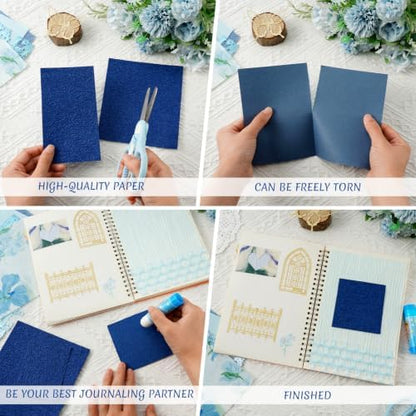 50 Sheets A5 Blue Multi Texture Junk Journal Scrapbook Decorative Paper - Image 7