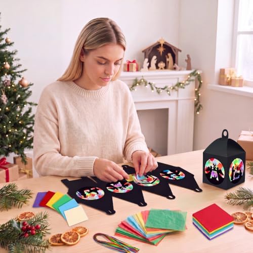 Maitys 32 Sets Christmas Nativity Paper Lantern Suncatcher Craft Kits - Image 3
