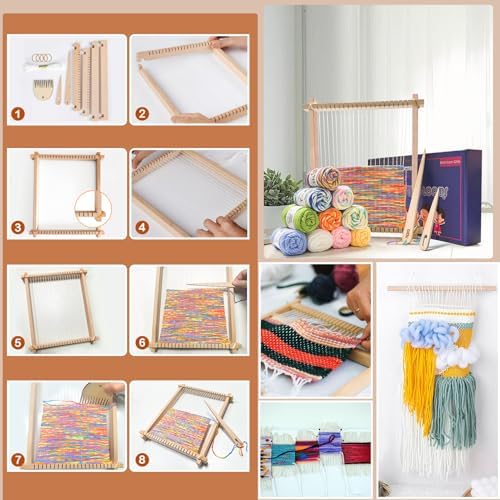 LYKTRIX Weaving Loom for Kids Age 6-12,Small Wooden Weaving Loom Kit,Suitable for Beginners and Children, 9 * 11 inch Knitting Loom Kit Includes Instructions and Enough Yarn 28×24cm - Image 4