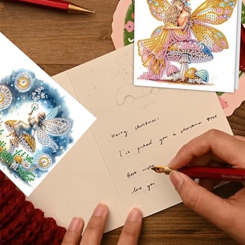 TDFERAN Diamond Painting Blank Cards Set of 6 Greeting Cards Butterfly Fairy Wedding Greetings Card Birthday Greeting Sympathy Thinking of You Card Adult Party Invitations All Occasion - Image 7