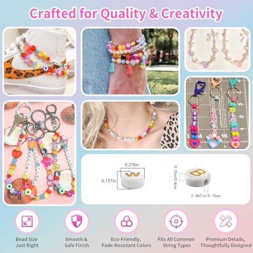 Acrylic Letter Beads Kit for Jewelry Making, 31-Grid Organizer with 4x7mm Colorful Alphabet Beads (1.5mm Hole), Includes Clay Heishi, Seed Beads, CCB Spacers(White&Colorful) - Image 5