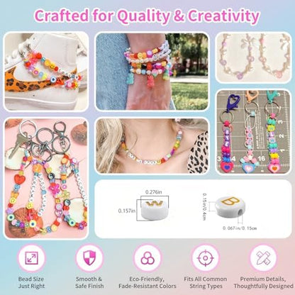 Acrylic Letter Beads Kit for Jewelry Making, 31-Grid Organizer with 4x7mm Colorful Alphabet Beads (1.5mm Hole), Includes Clay Heishi, Seed Beads, CCB Spacers(White&Colorful) - Image 5