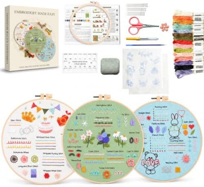 DOPLOEU 32 Essential Stitches Embroidery Kit for Beginners Adults by Unknown