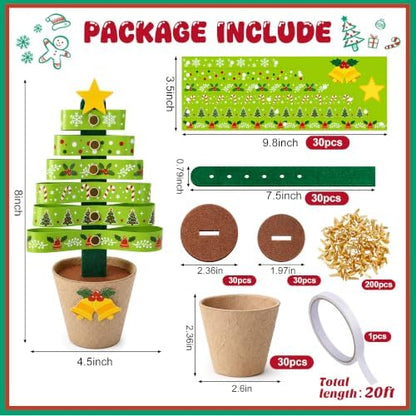 30 Sets Christmas Tree Pot Craft Kit, Standing Paper Xmas Tree DIY Bulk - Image 2