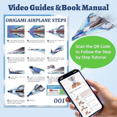 hapray 60 Sheets Paper Airplane Kit, Origami Paper Plane with Book & Video - Image 6