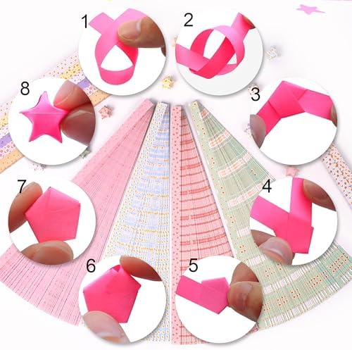 600 Sheets Paper Star Strips for DIY Hand Art Crafts, Double-Sided Printing Origami Paper for Star Jar, Wish Bottles, Home Decoration (Crayon Drawing) - Image 3