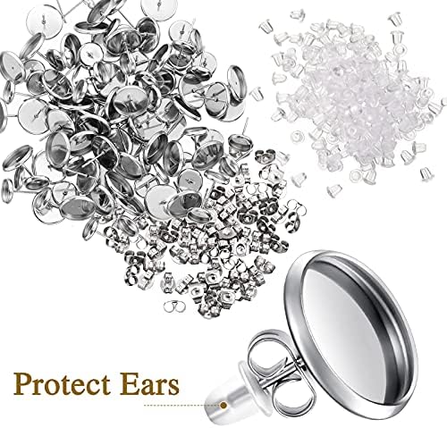 Hicarer 500 Pcs Blank Earring Stud Bezels for Jewelry Making, 8 10 12 mm - Image 4
