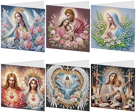 JISHSHAY 6 PCS Diamond Art Greeting Cards Jesus Diamond Painting Birthday Cards Virgin Mary Gem Art Gem Painting Mosaic Kits for Adults for Thanksgiving Anniversary Valentine Graduation All-Occasion by Unknown