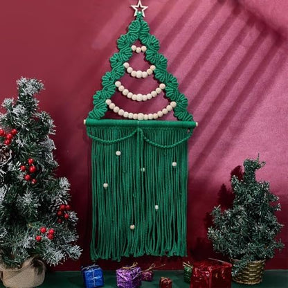 INFUNLY Christmas Tree DIY Macrame Kit Green Tree Macrame Kit with Star Hook for Beginners Boho Tassels Wall Hanging Kits with Instruction Xmas Trees Hanging Holiday Wall Home Decor - Image 5