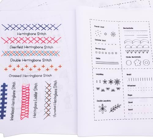 Jiawu Embroidery Stitch Book Kit, Complete Tools Set Sewing Tools Set, Beginner Stitch Book Kit with 18 Colorful Threads Scissors Hoops for Beginners Enthusiasts - Image 7