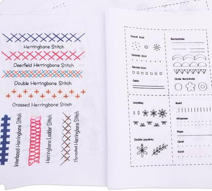 Jiawu Embroidery Stitch Book Kit, Complete Tools Set Sewing Tools Set, Beginner Stitch Book Kit with 18 Colorful Threads Scissors Hoops for Beginners Enthusiasts - Image 7